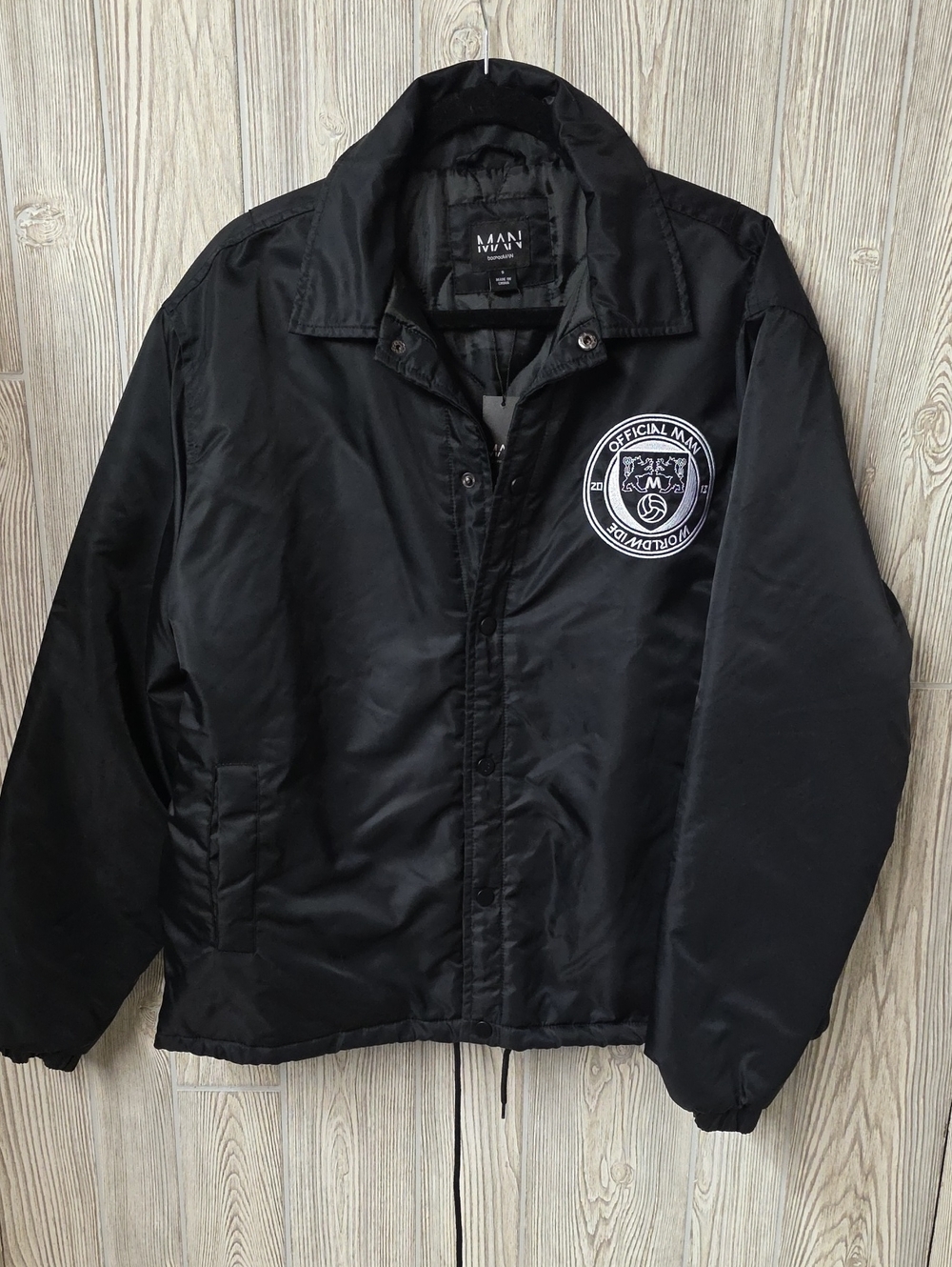 BoohooMan Official Man Padded Coach Jacket in Black Mens Size Small NWT